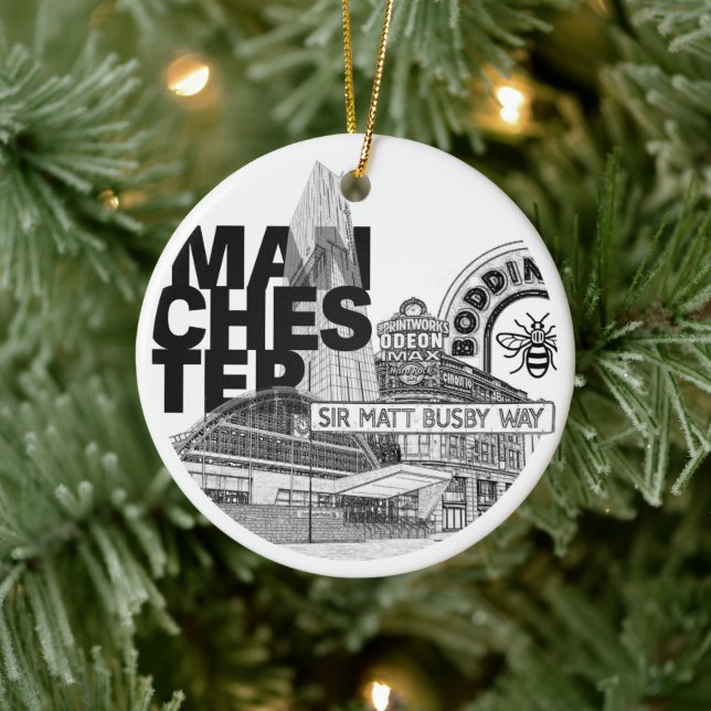 Manchester United Christmas Bauble Ceramic Tree Decoration (Tree)