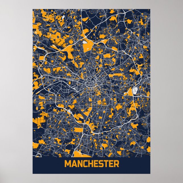 Manchester - United Kingdom Bluefresh City Map Poster (Front)