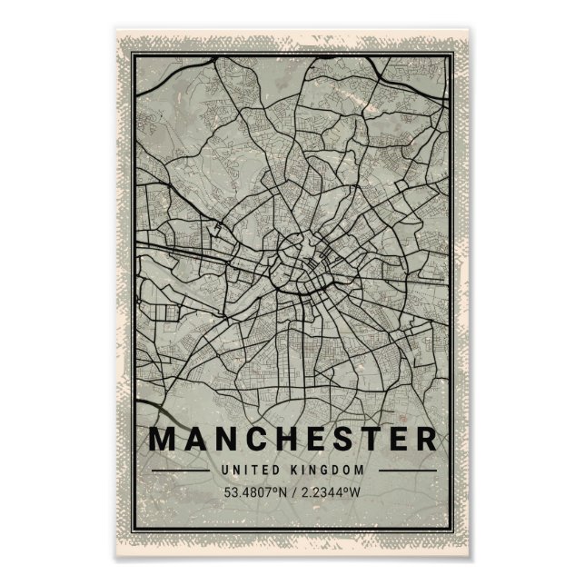 Manchester united kingdom  map print poster canvas (Front)