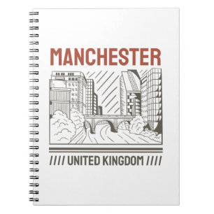 Manchester United Kingdom Urban Skyline Art Design Notebook
