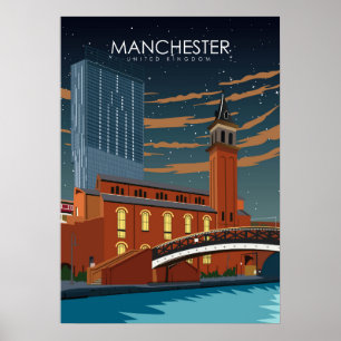 Manchester Vintage Minimal Retro Travel Poster
