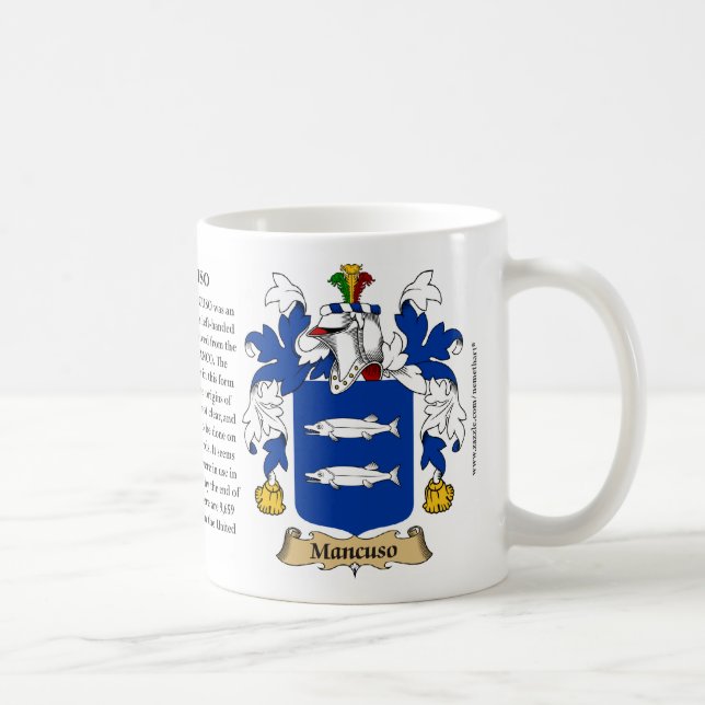 Mancuso, the Origin, the Meaning and the Crest Coffee Mug (Right)