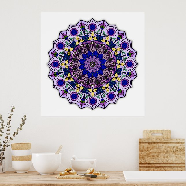 Mandala 12-2 Blueberry - Poster (Kitchen)