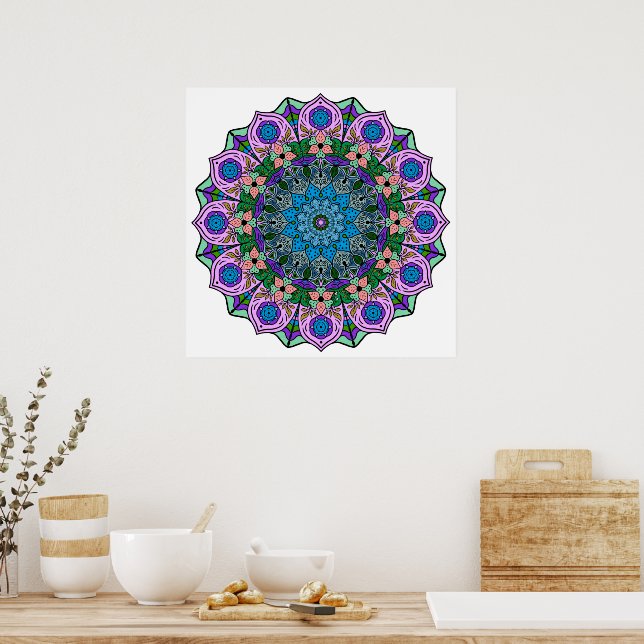 Mandala 12-2 TealRose - Poster (Kitchen)