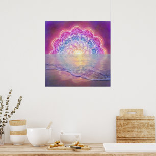 Mandala 12 Sun In Ocean pink - Poster