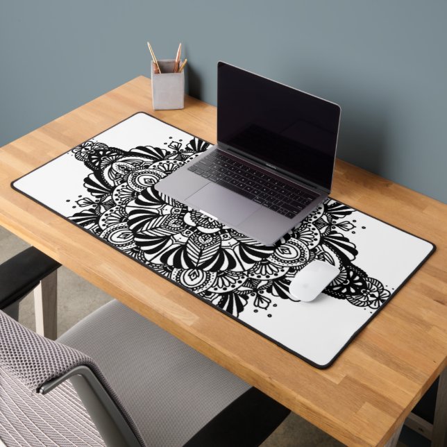 Mandala 2 - Black and White Desk Mat (Office 2)