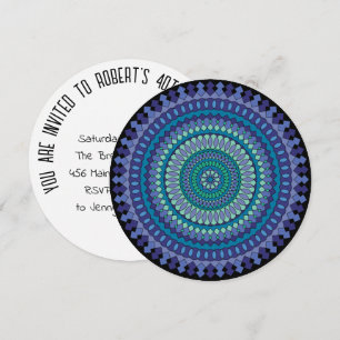 Mandala 40th Birthday Invitation Custom Age Name