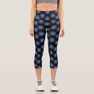 Mandala 5 Scattered Black Background Capri Leggings