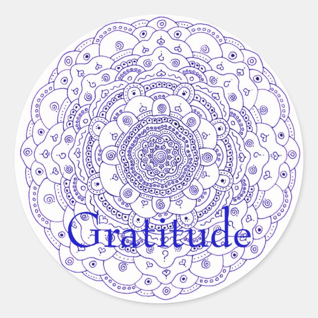 Mandala 6, Gratitude Classic Round Sticker (Front)
