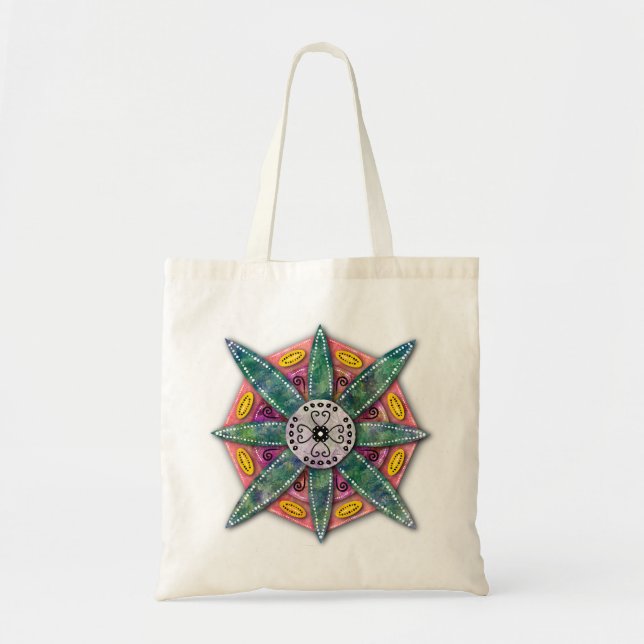 Mandala 8 green petals Flower -  Tote Bag (Front)