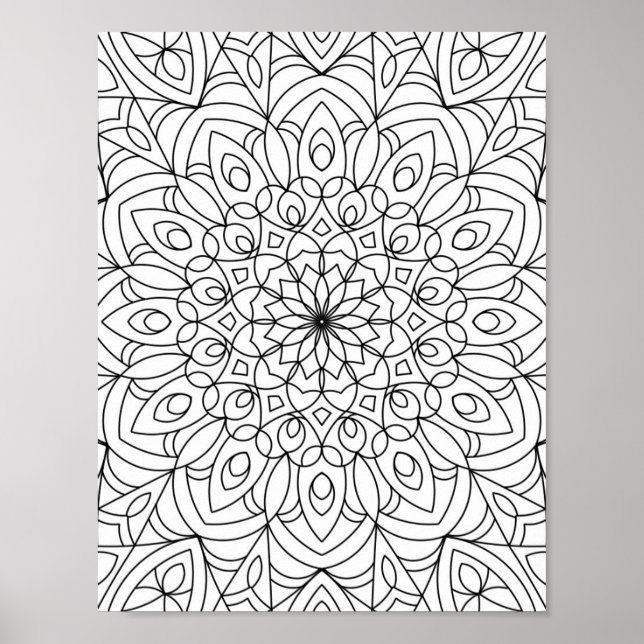 Mandala  Adult Colouring Doodle Colour This Poster (Front)