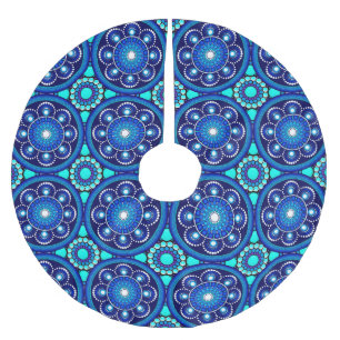Mandala Aqua Diaphonous Chic Elegant Buterflies Brushed Polyester Tree Skirt