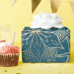 Mandala Art Boho Elegant Gold Turquoise Christmas Wrapping Paper<br><div class="desc">Beautiful gold coloured mandala artwork with turquoise background.</div>