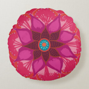 Mandala Art Brushed Polyester Round throw cushion