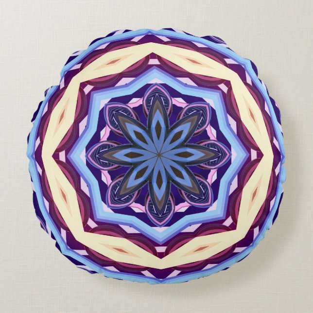 Mandala art design pattern ornament flower round cushion (Front)