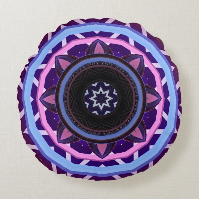 Mandala art design pattern ornament flower round cushion (Front)