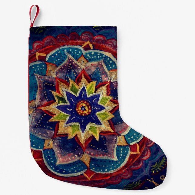 Mandala Art Drawing Small Christmas Stocking (Front)