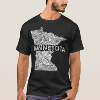 Mandala art map of Minnesota with text in white T-Shirt