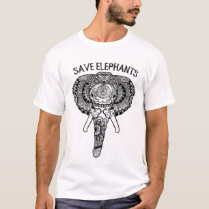 Mandala art save elephants T-Shirt