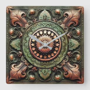 Mandala Art Square Wall Clock