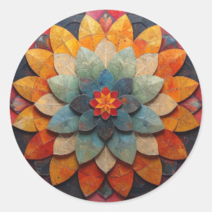 Mandala Art Textured Flower Classic Round Sticker