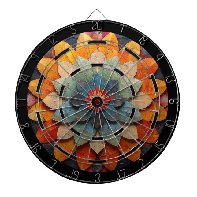 Mandala Art Textured Flower Dartboard (Front)