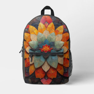 Mandala Art Textured Flower Printed Backpack
