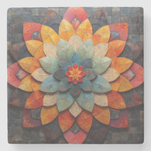 Mandala Art Textured Flower Stone Coaster