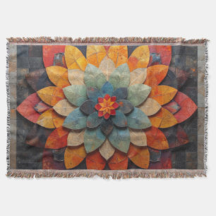 Mandala Art Textured Flower Throw Blanket