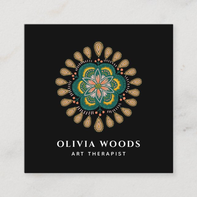 Mandala Art Therapist  Square Business Card (Front)