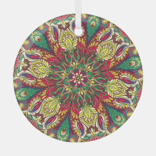 Mandala Bandanna: Vintage Seamless Design. Glass Tree Decoration