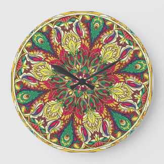 Mandala Bandanna: Vintage Seamless Design. Large Clock