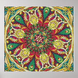 Mandala Bandanna: Vintage Seamless Design. Poster