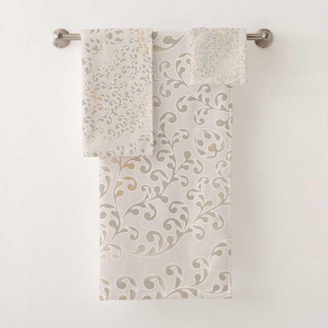 Mandala Baroque Ornament Pattern Design Bath Towel Set (Insitu)