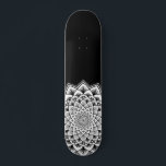 Mandala Black And White Pattern Skateboard<br><div class="desc">A vibrant white on black mandala skateboard with a stunning symmetrical pattern. Unique and bold symbol of the universe.</div>