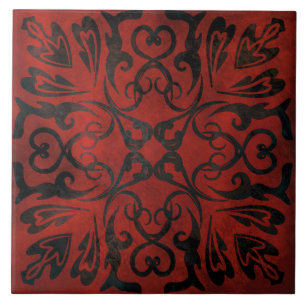mandala black romantic elegant ceramic tile