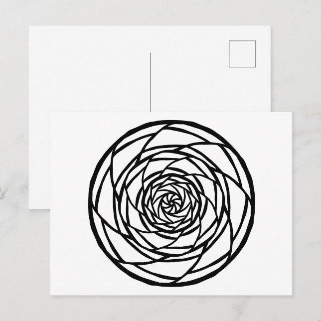 Mandala Black White Minimal Colouring Postcard (Front/Back)