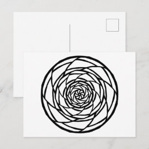 Mandala Black White Minimal Colouring Postcard
