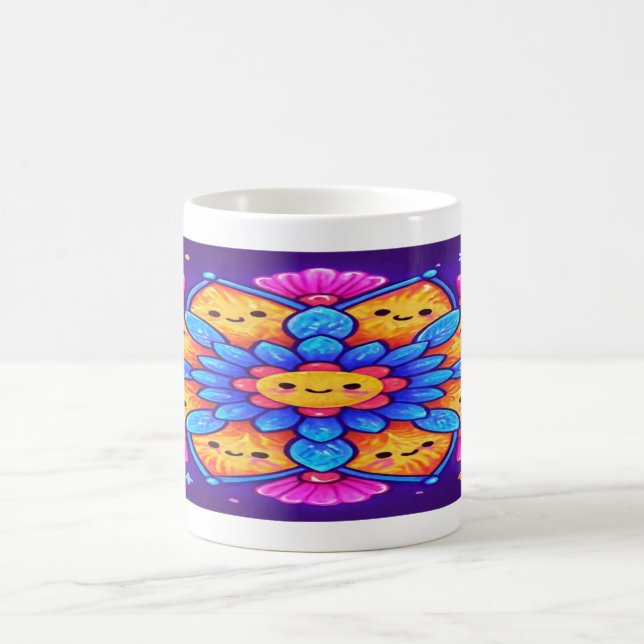 “Mandala Bloom: Sip Joyfully in Neon Kawaii” Coffee Mug (Center)