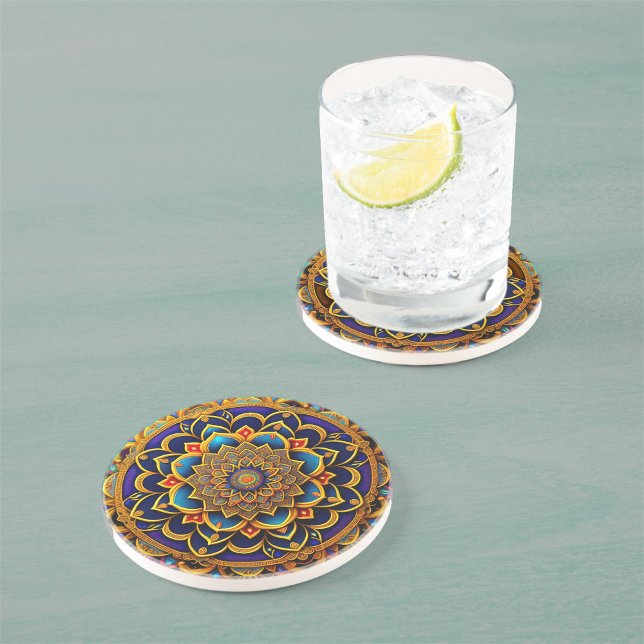 Mandala Blue Colourful Illustration Coaster (Creator Uploaded)