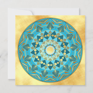 Mandala blue gold on Soft Gold Background Invitation