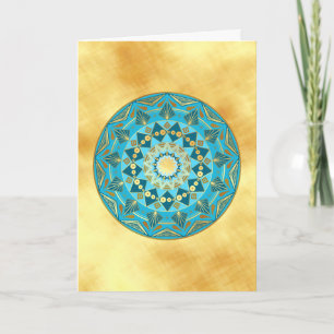 Mandala blue gold on Soft Gold Background Invitation