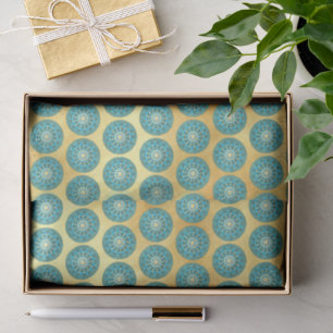 Mandala blue gold on Soft Gold Background Tissue Paper