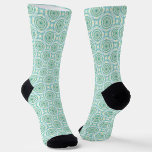 Mandala Blue Green Orange Pattern Socks