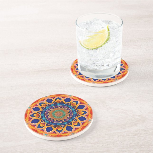 Mandala Blue Orange Colourful Coaster (Creator Uploaded)