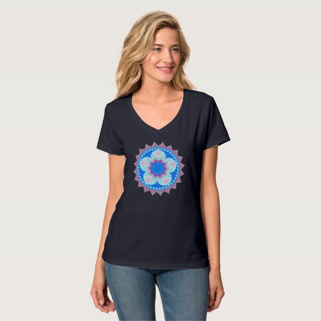 Mandala Blue Pink T-Shirt (Front Full)