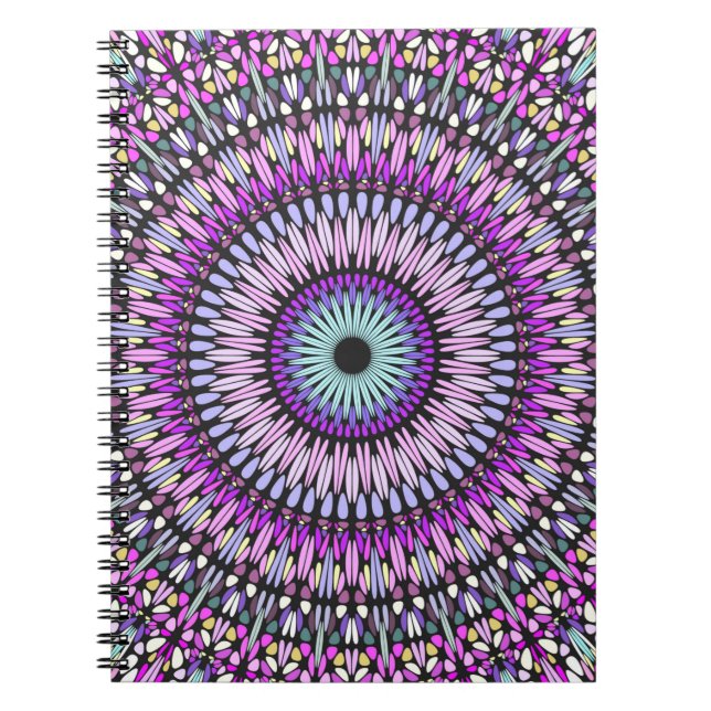 Mandala Blue Purple Kaleidoscope Pattern-43214 Notebook (Front)