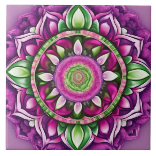 Mandala Bohemian Purple, Pink, Green Tile