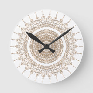 Mandala Bohemian White Boho Round Clock