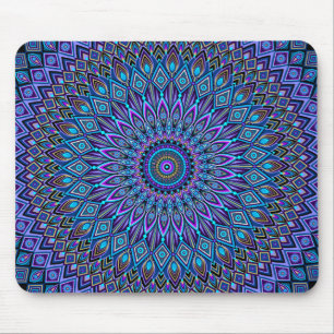 Mandala Boho Blue Teal Purple Peacock Gold Magic Mouse Mat